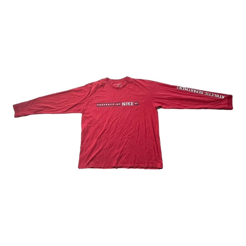 Nike Tee T-Shirt Long Sleeve Color Red Size XL Property Of‎ Nike